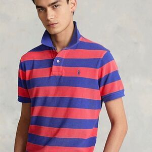 New Polo Ralph Lauren Boys Polo Shirt Red Blue Stripe Size Medium